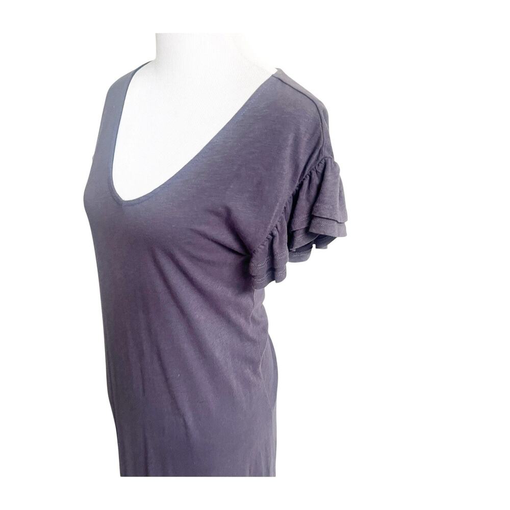 Z Supply Gray V-Neck Ruffle Sleeve Zella Cotton Slub Midi Dress Size XS - Picture 8 of 15
